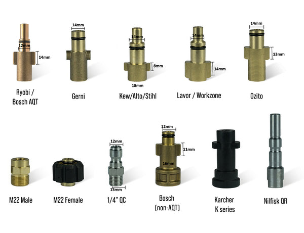 Conversion Universal 1/4" Quick Connect Kit for Pressure Washer with Jet Nozzles - Foamee